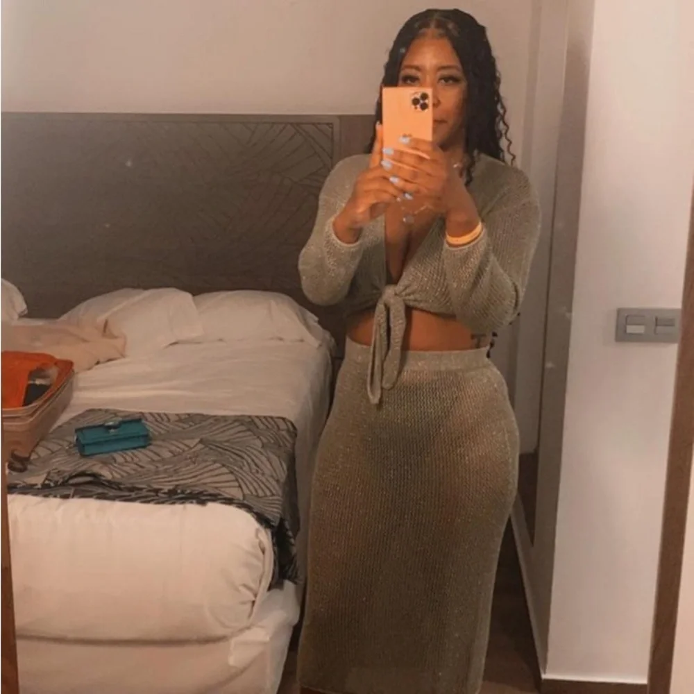 Metallic Crochet Midi Skirt - Future Collective with Alani Noelle - Picture 7 of 11